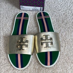 Gold Tory Burch Slides Sz 9
